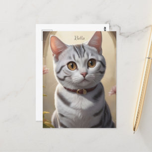 Schattigee Amerikaanse Korthaar Kat met Big Eyes Briefkaart