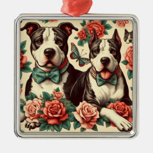 Schattigee  Amerikaanse Pit Bull Terrier Metalen Ornament