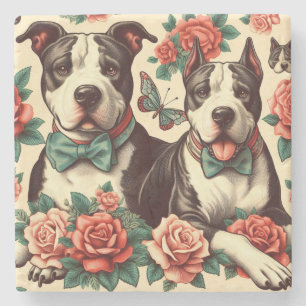 Schattigee  Amerikaanse Pit Bull Terrier Stenen Onderzetter