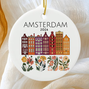 Schattigee Amsterdamse Bloemengrachtenpanden Keramisch Ornament