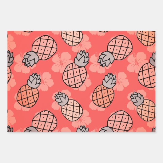 Schattigee ananas drie kleuren inpakpapier vel (Voorkant 2)