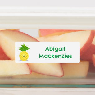 Schattigee ananas fruit cartoon gepersonaliseerd labels