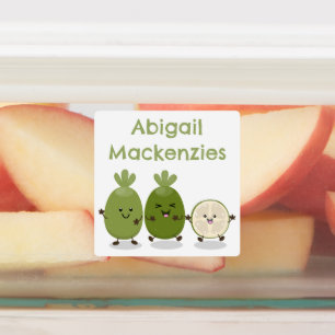 Schattigee ananas guava feijoa cartoon gepersonali labels
