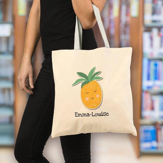 Schattigee ananas Jouw naam toevoegen Tote Bag
