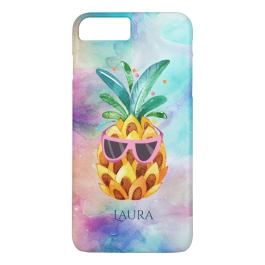 Schattigee ananas kleurrijke Waterverven achtergro Case-Mate iPhone Case (Achterkant)