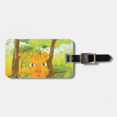 Schattigee Angry Tiger Cartoon in Oerwoud Bagagelabel (Voorkant horizontaal)