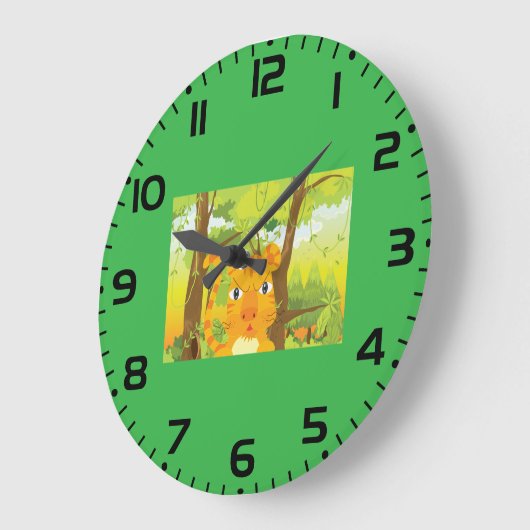 Schattigee Angry Tiger Cartoon in Oerwoud Grote Klok (Hoek)