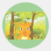 Schattigee Angry Tiger Cartoon in Oerwoud Ronde Sticker (Voorkant)