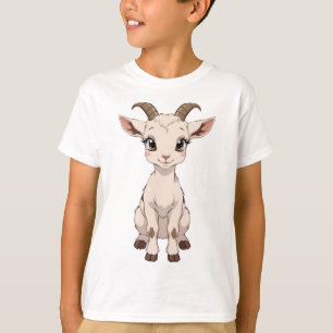 Schattigee anime geit met grote ogen t-shirt