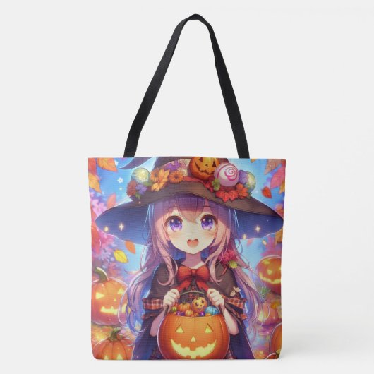 Schattigee anime Halloween Witch Draagtas (Voorkant)
