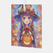 Schattigee anime Halloween Witch Glas Ornament (Voorkant links)
