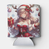 Schattigee anime kerst meisje blikjeskoeler (Achterkant)