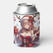 Schattigee anime kerst meisje blikjeskoeler (Blikje Achterkant)
