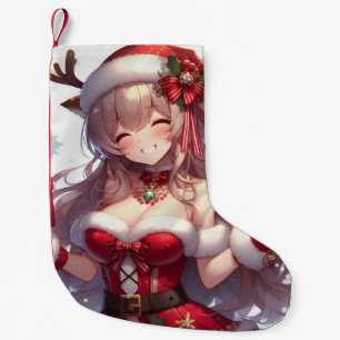 Schattigee anime kerst meisje kleine kerstsok