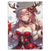 Schattigee anime kerst meisje klembord (Voorkant)