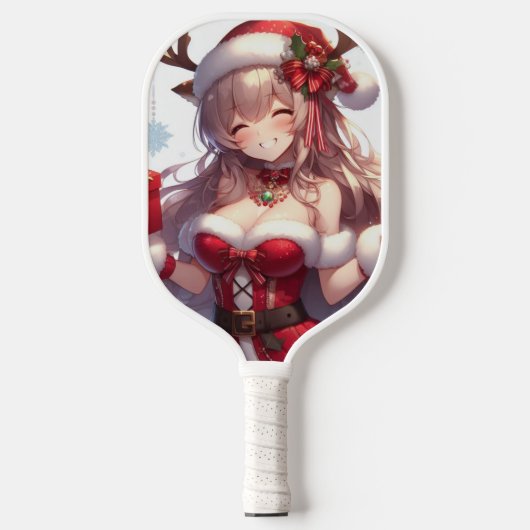 Schattigee anime kerst meisje pickleball paddle (Voorkant)