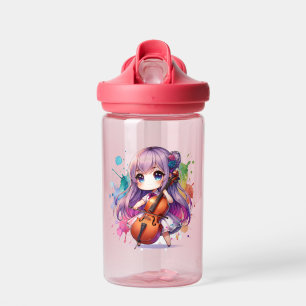 Schattigee anime meisje spelen cello gepersonalise waterfles