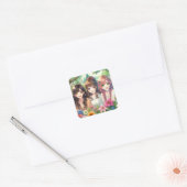 Schattigee anime meisjes vierkante sticker (Envelop)