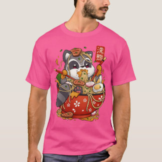 Schattigee Anime Raccoon Eten Ramen Noodles T-shirt