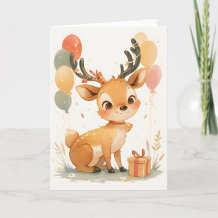 Schattigee Anime Reindeer Party Feestdagen Kaart