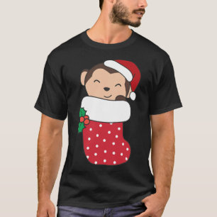 Schattigee apen in kerstkousen voor kerst t-shirt
