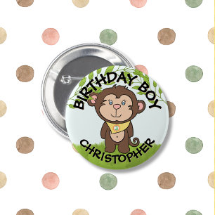 Schattigee Apenverjaardag Ronde Button 5,7 Cm