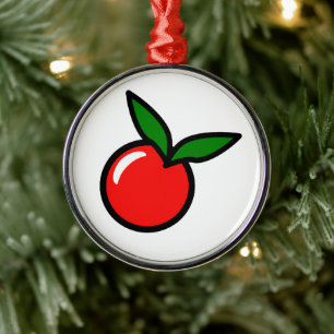 Schattigee Apple Cherry Red Fruit Fun Keuken Carto Metalen Ornament