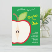 Schattigee Apple Fruit Kinder 1e verjaardag Party  Kaart (Staand voorkant)