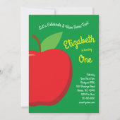 Schattigee Apple Kinder 1e verjaardag Party Fruit Kaart (Voorkant)