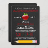 Schattigee Apple Teacher Afstuderen Invitation Kaart (Voorkant / Achterkant)