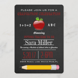 Schattigee Apple Teacher Afstuderen Invitation Kaart