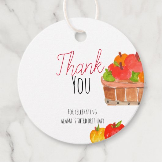 Schattigee Apple Verjaardag kind Feest Favor label (Voorkant)