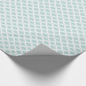 Schattigee Aqua en witte  Damask Pattern Cadeaupapier (Hoek)