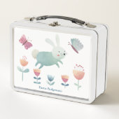 Schattigee aquarel Bunny & flowers Gepersonaliseer (Voorkant)