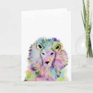 Schattigee aquarel Lion Wenskaart Kaart