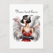 Schattigee Art Deco dame tekst toevoegen Briefkaart (Voorkant)