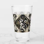 Schattigee Art Deco kattenliefhebbers Glas (Achterkant)