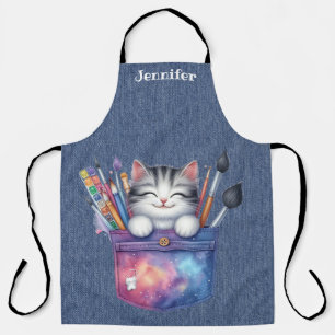 Schattigee Artiest Tabby Cat All-Over Print Schort