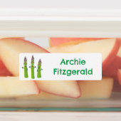 Schattigee asperges plantaardige cartoon gepersona labels (Aangebracht)