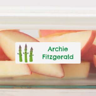 Schattigee asperges plantaardige cartoon gepersona labels