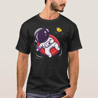 Schattigee astronaut ontspant in een zwembad t-shirt
