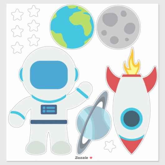 Schattigee Astronaut Raketschip Space Theme Sticke Sticker (Vel)