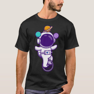 Schattigee astronaut rijdt op eenwielfiets t-shirt