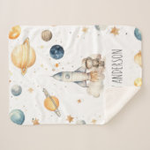 Schattigee astronaut ruimte monogram jongens sherpa deken (Voorkant (horizontaal))