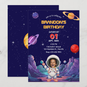 Schattigee astronaut ruimtefoto verjaardag kaart