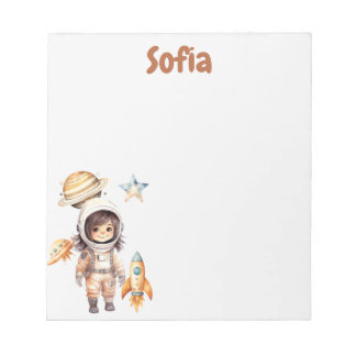 Schattigee astronaut Space Adventure gepersonalise Notitieblok