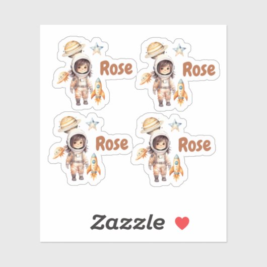 Schattigee astronaut Space Adventure gepersonalise Sticker (Vel)