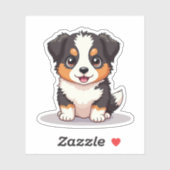 Schattigee Aussie Shepherd Puppy – Zittende Pose Sticker (Vel)
