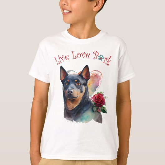 Schattigee Australian Kelpie Dog Floral T-shirt (Voorkant)