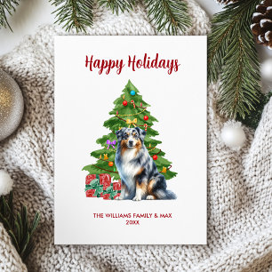Schattigee Australian Shepherd Dog Family Kerstmis Feestdagenkaart